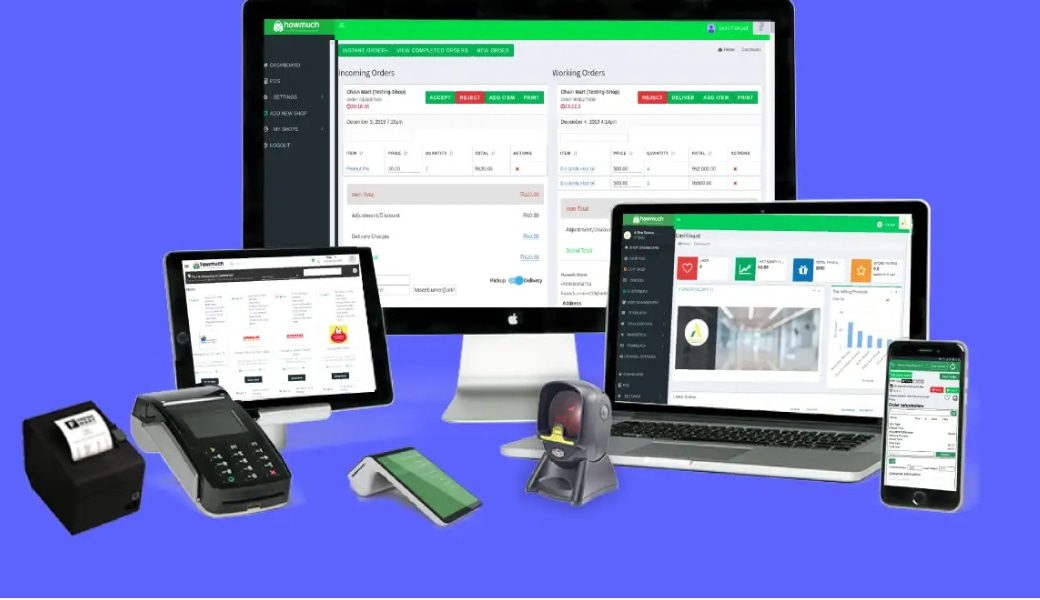 Máy POS trên máy tính để bàn tại cửa hàng kinh doanh